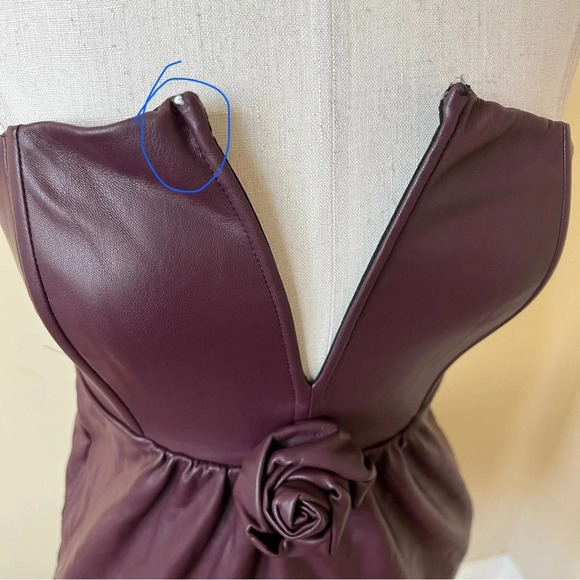 Ashley Park vegan leather notch neck rosette dress 17219 - Picture 10 of 10